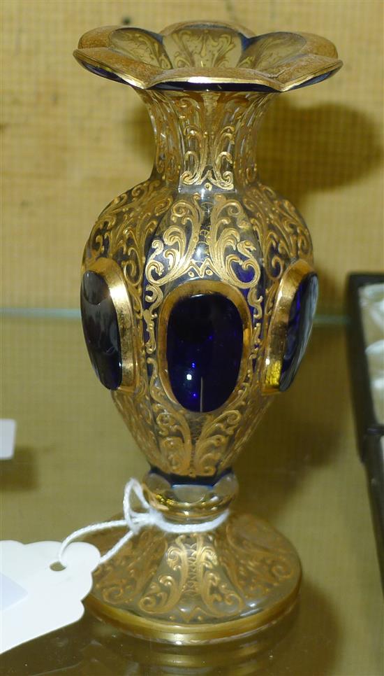 Bohemian glass gilt decorated vase